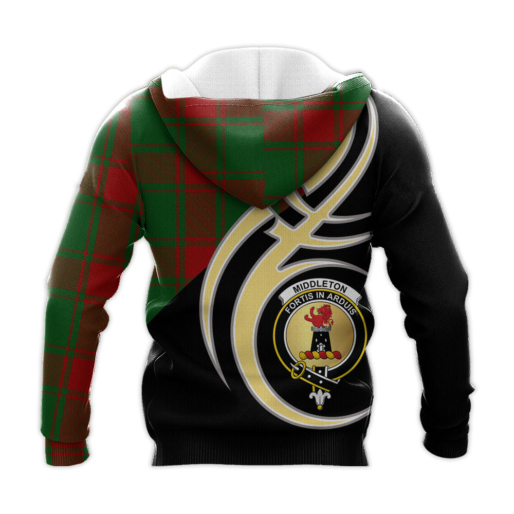 Printivon Middleton Clan Believe In Me Crest Tartan Knitted Hoodie Custom Your Text