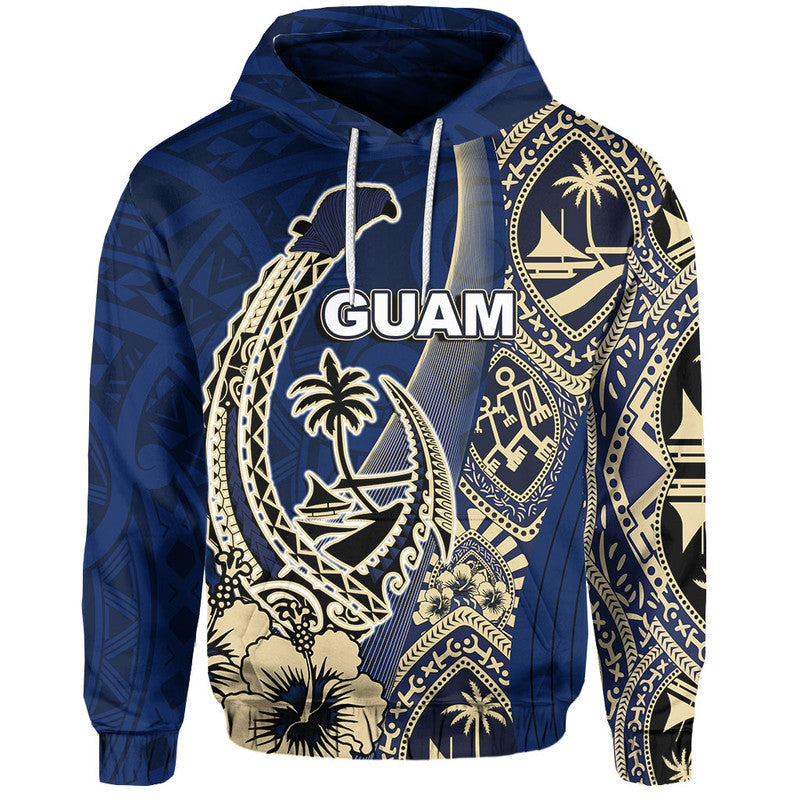 Custom Text Guam Fish Hook Hoodie Blue Style