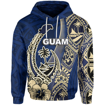 Custom Text Guam Fish Hook Hoodie Blue Style