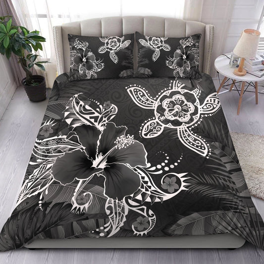 Hawaii Turtle Flowers And Palms Retro Bedding Set Gray AH