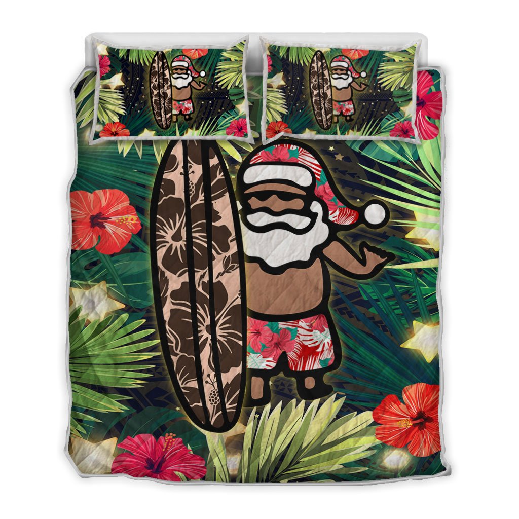 Hawaii Santa Claus Surf Christmas Pattern Quilt Bed Set AH