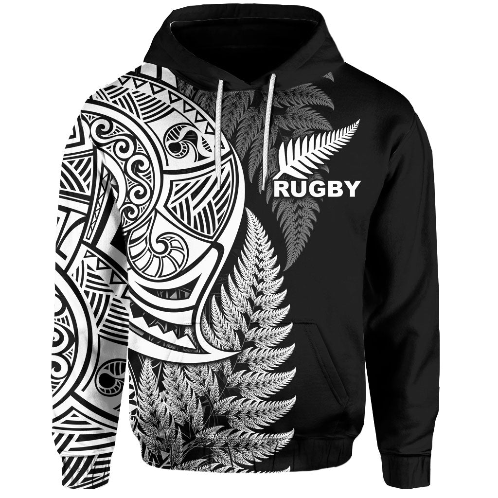 Maori Rugby Hoodie Tattoo Mix Fern Leaf