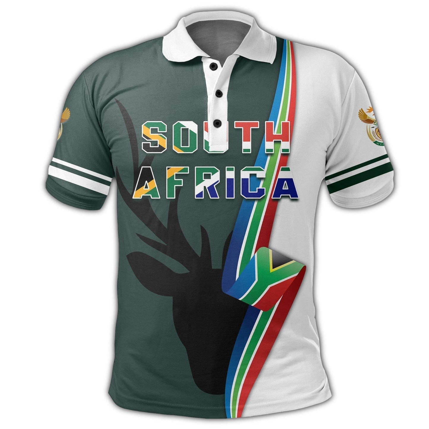 African Golf Shirts South African Springbok Flag Polo Shirt