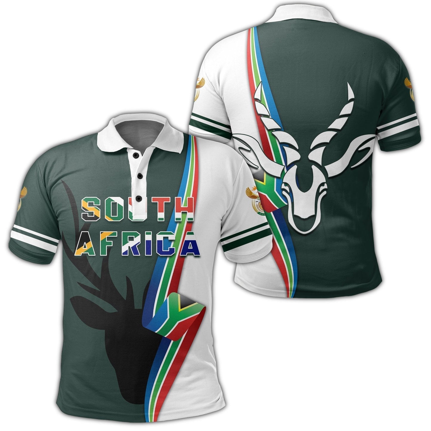 African Golf Shirts South African Springbok Flag Polo Shirt