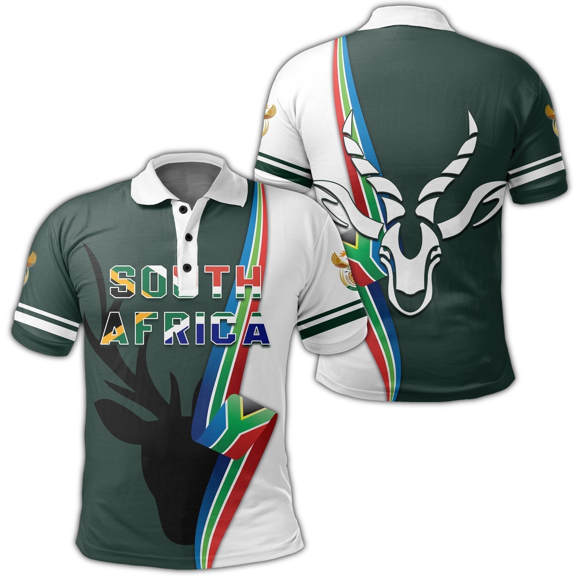 African Golf Shirts South African Springbok Flag Polo Shirt