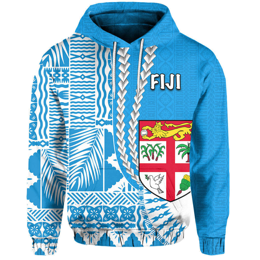 ( Personalised) Fiji Hoodie Masi Tapa Patterns Blue Style