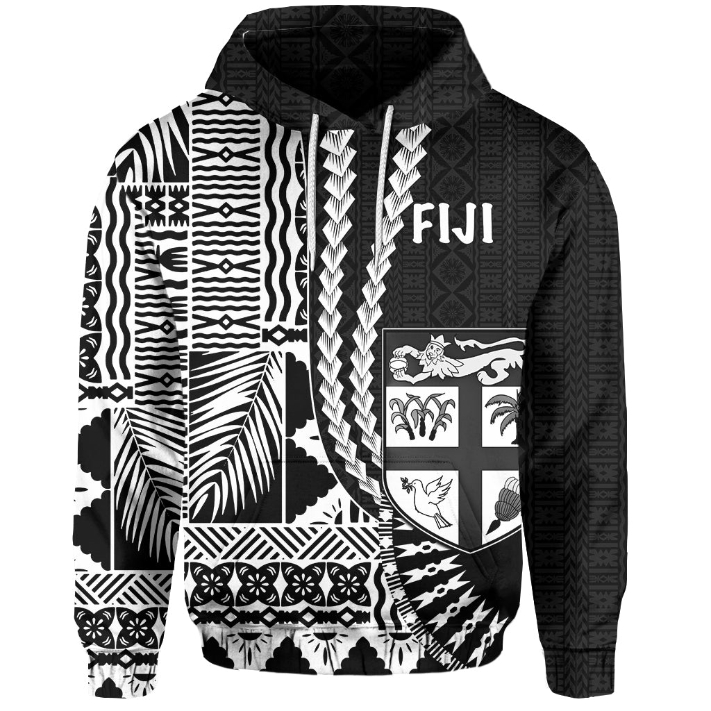 ( Personalised) Fiji Hoodie Masi Tapa Patterns Black Style