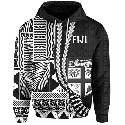( Personalised) Fiji Hoodie Masi Tapa Patterns Black Style
