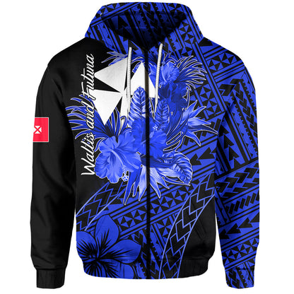 Wallis and Futuna Hoodie Hibiscus Blue No.2 Color