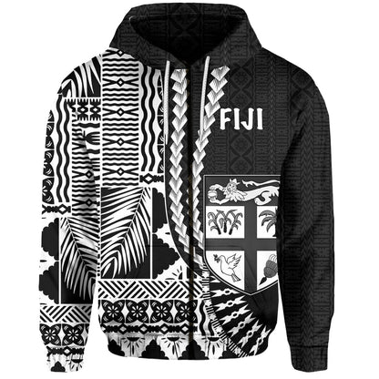 ( Personalised) Fiji Hoodie Masi Tapa Patterns Black Style