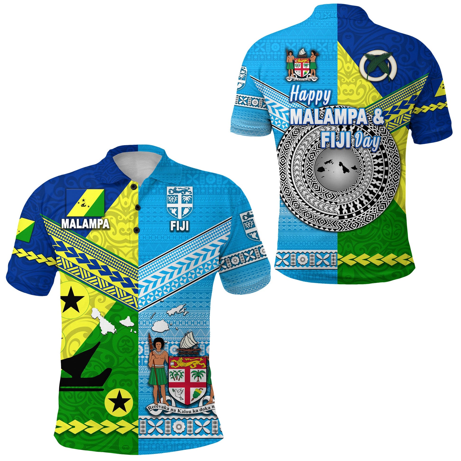 Happy Vanuatu Malampa Province And Fiji Day Polo Shirt Together