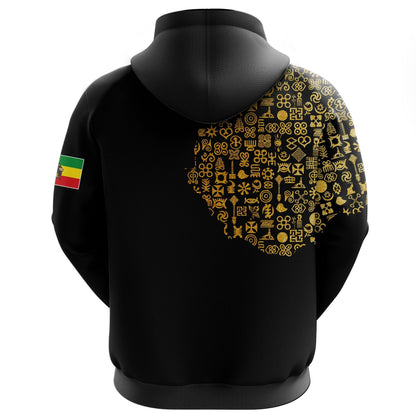 Ethiopia Hoodie, Ethiopia Map Gold Symbol