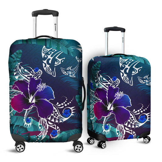 Hawaii Dophin Flowers And Palms Retro Luggage Covers AH