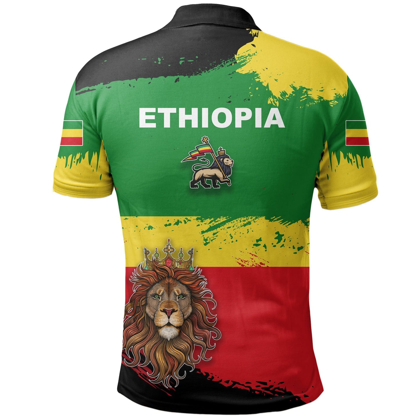 Ethiopia Polo Shirt Ethiopia Flag Brush