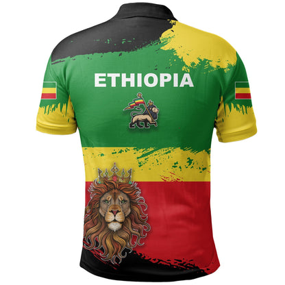 Ethiopia Polo Shirt Ethiopia Flag Brush