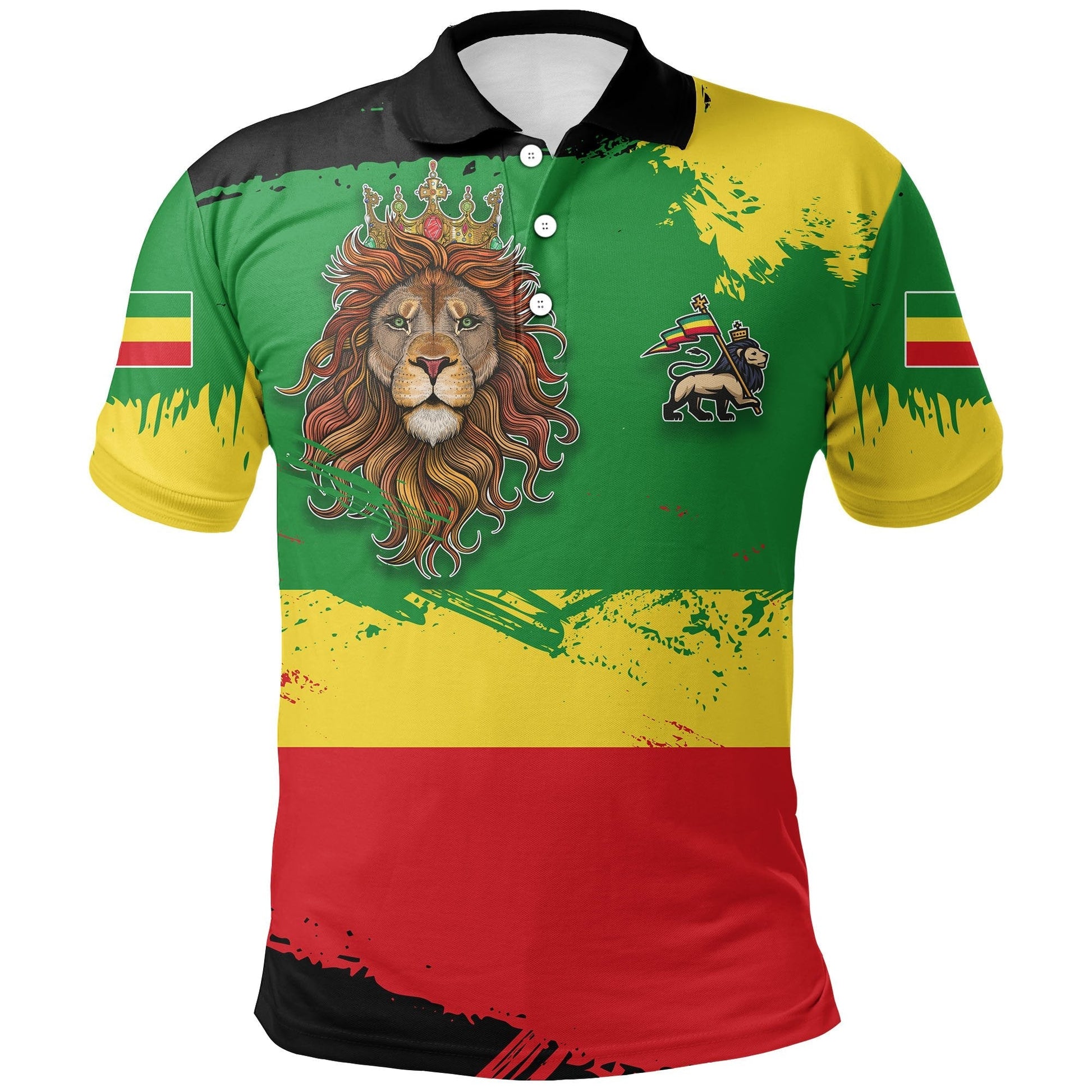 Ethiopia Polo Shirt Ethiopia Flag Brush