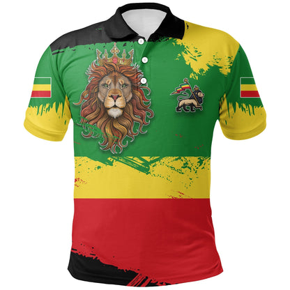 Ethiopia Polo Shirt Ethiopia Flag Brush