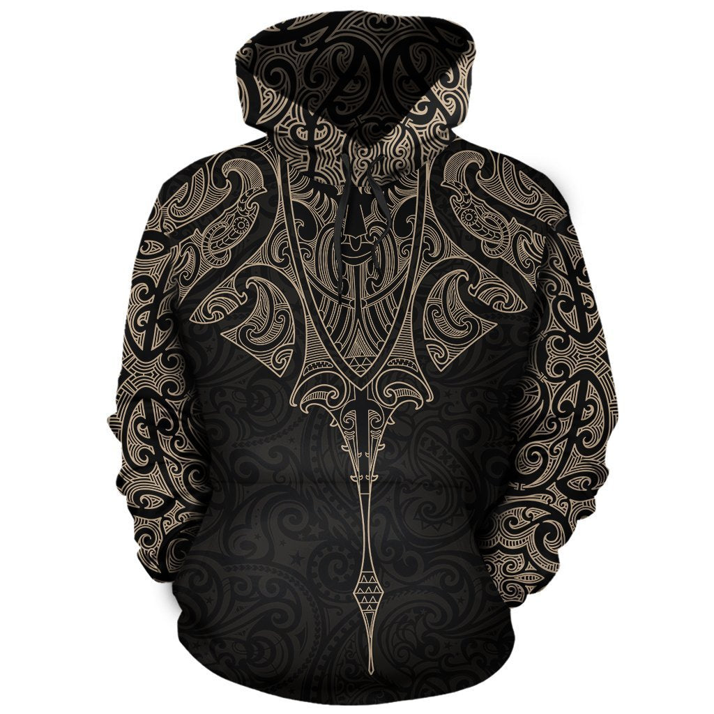 New Zealand Hoodie Manta Maori Ta Moko Gold