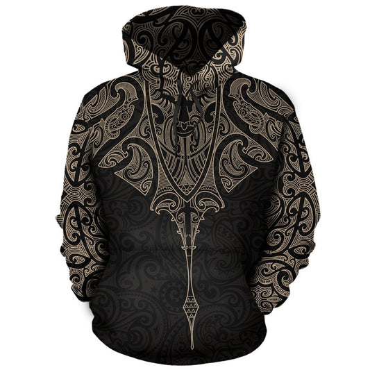 New Zealand Hoodie Manta Maori Ta Moko Gold