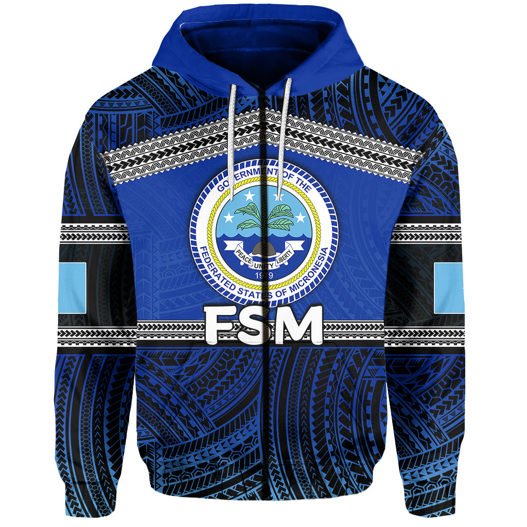 ( Personalised)Federated States of Micronesia Zip Hoodie Polynesian Patterns