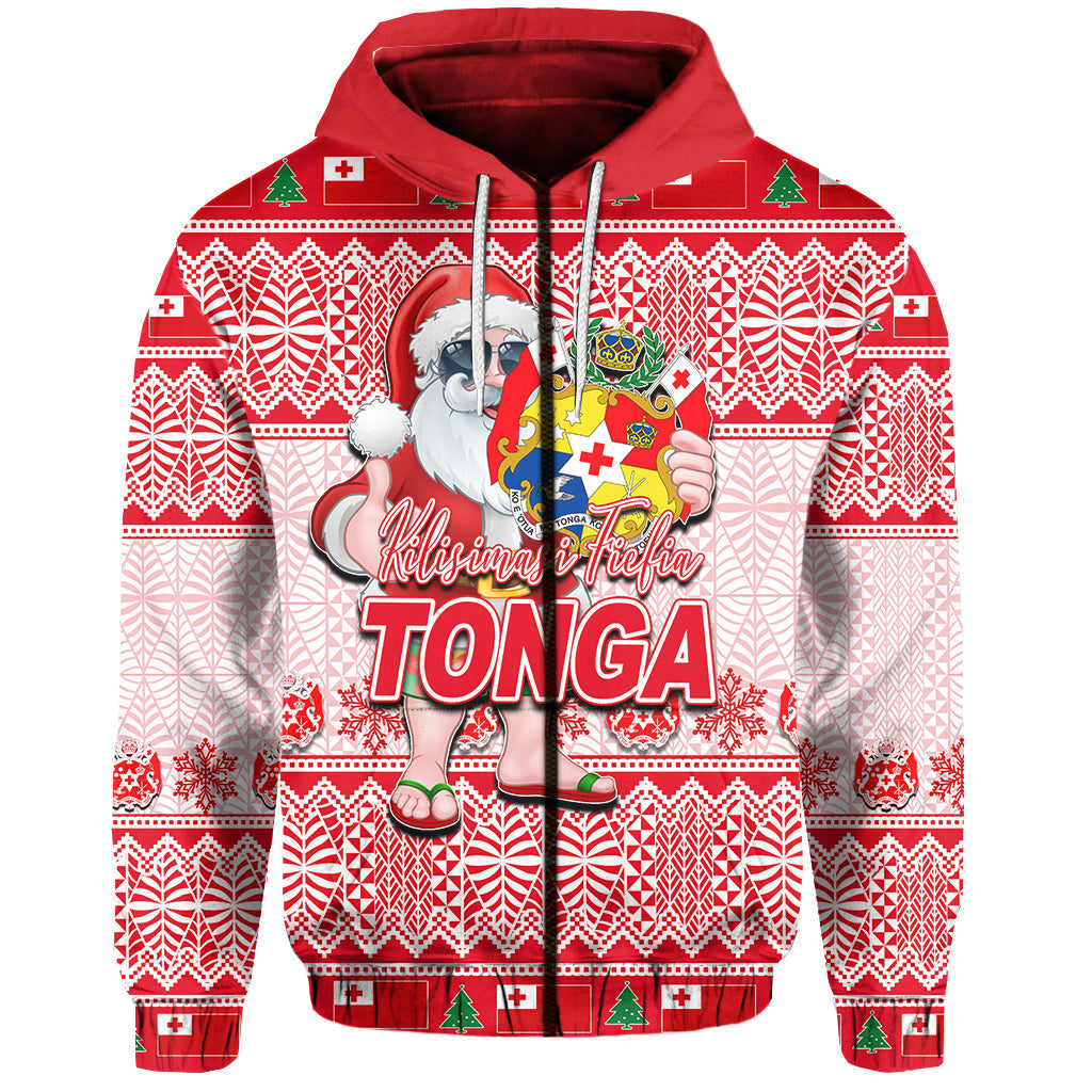 Tonga Christmas Zip Hoodie Cool Santa Claus
