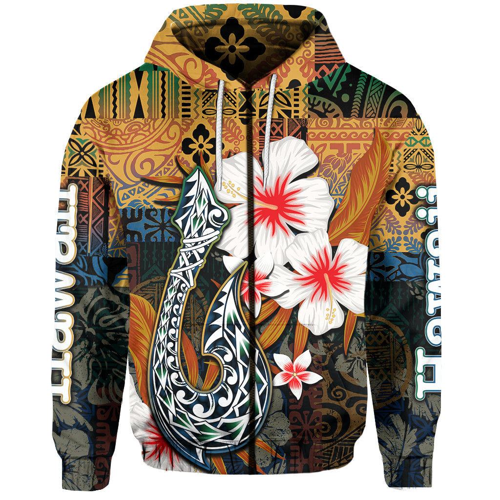 ( Personalised) Hawaii Fish Hook Zip Hoodie Style