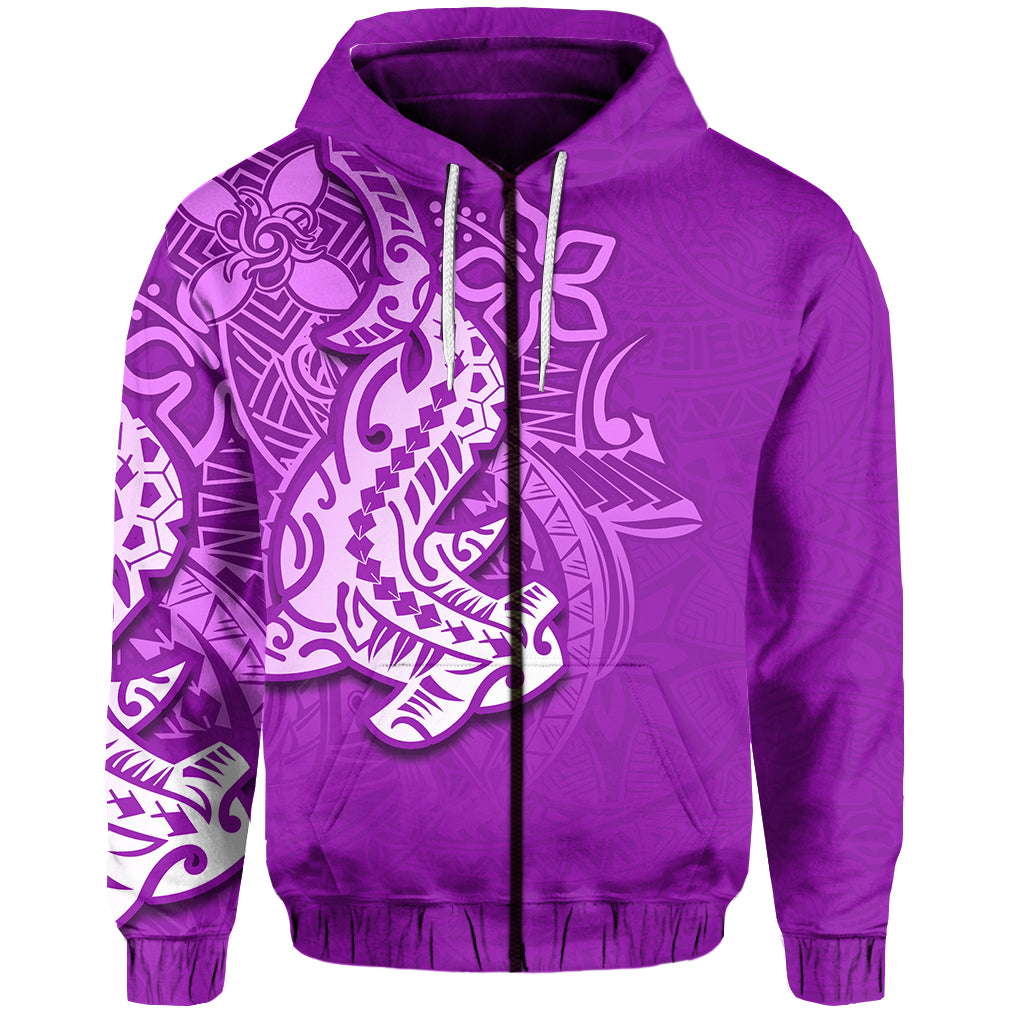 ( Personalised) Hammerhead shark Zip Hoodie Polynesian Purple Style