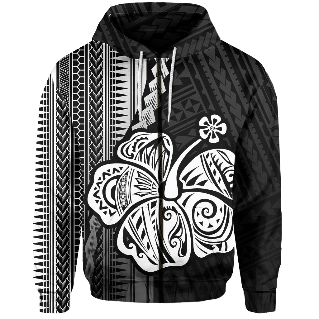 ( Personalised)Polynesian Hibiscus Zip Hoodie Hawaiian Style No.4
