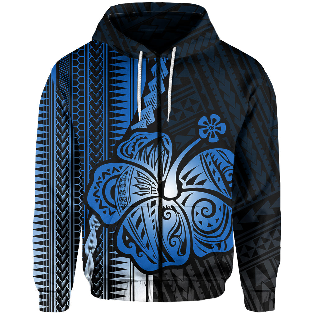 ( Personalised)Polynesian Hibiscus Zip Hoodie Hawaiian Style No.5