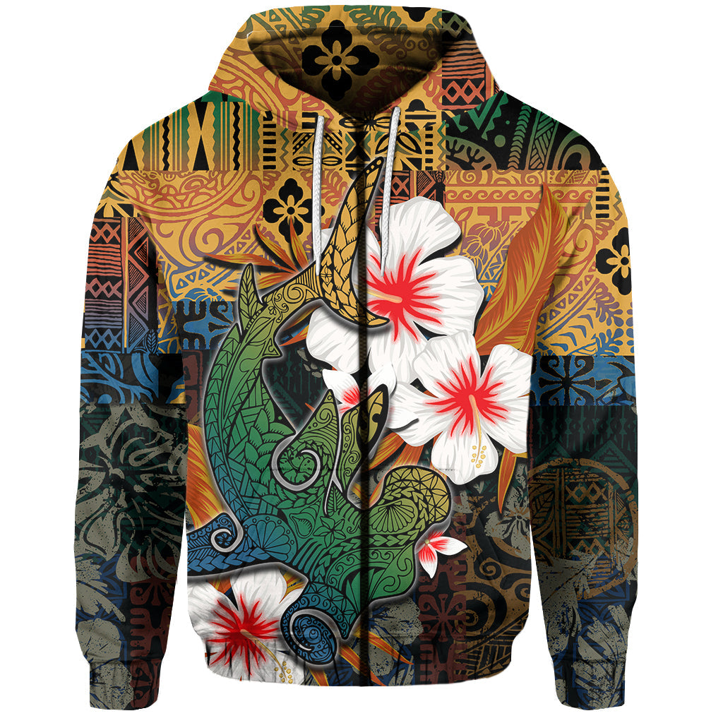 ( Personalised) Hammerhead shark Zip Hoodie Hawaii Style