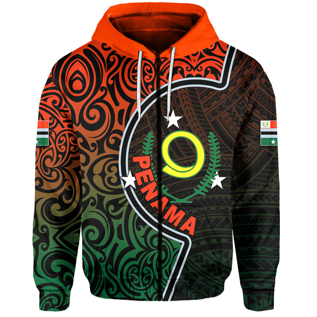 ( Personalised) Penama Province Zip Hoodie Of Vanuatu Polynesian Flag Color