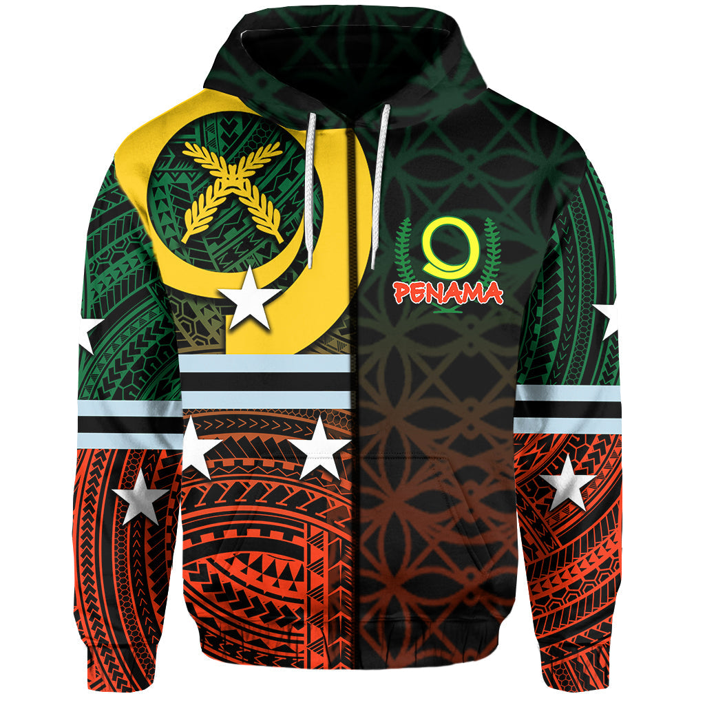 ( Personalised) Penama Province Zip Hoodie Of Vanuatu Polynesian Patterns Mix Sand Drawing