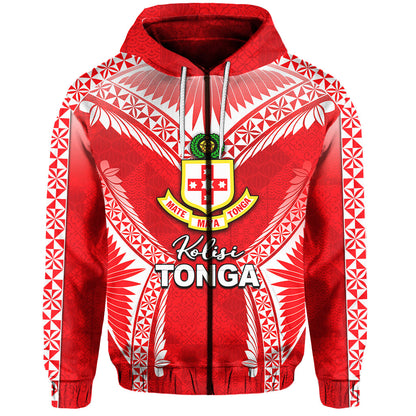 ( Personalised)Kolisi Tonga Zip Hoodie Red Style