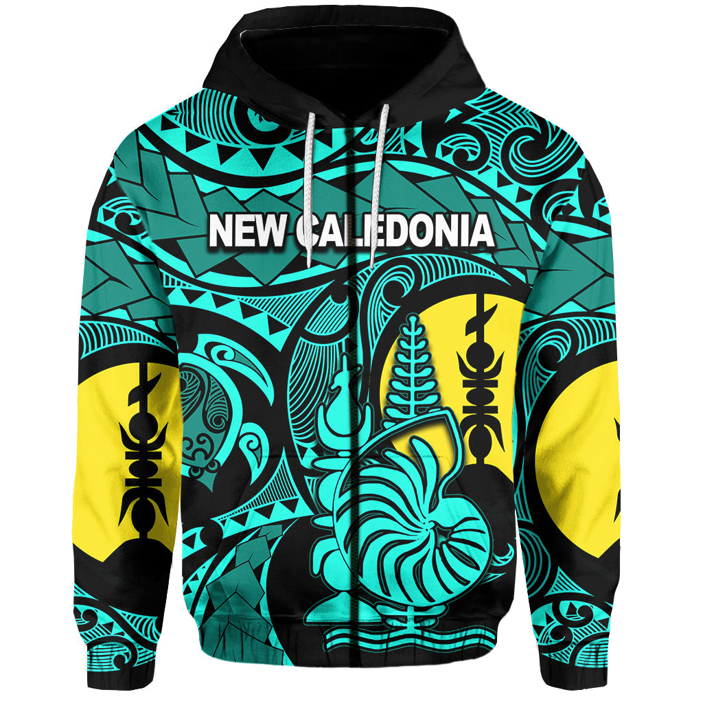 ( Personalised)New Caledonia Zip Hoodie Turquoise Color