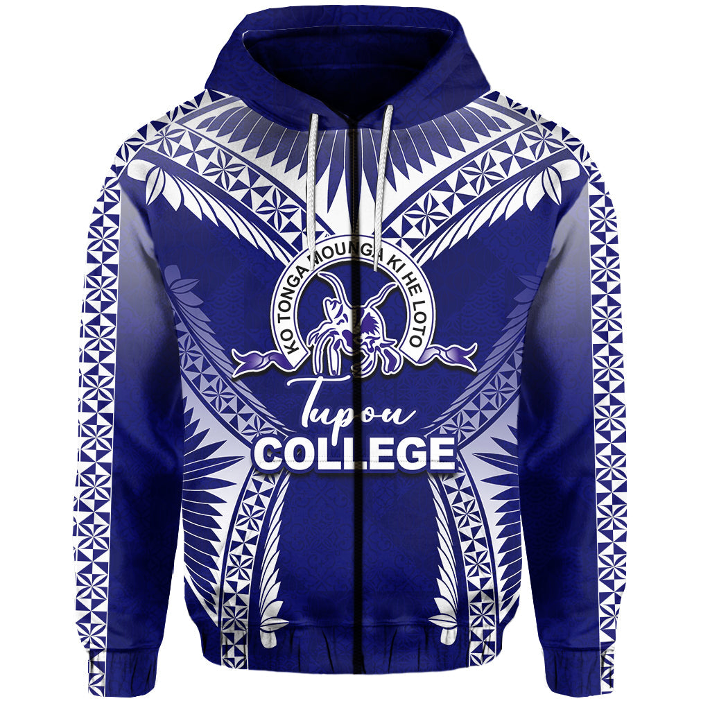 ( Personalised) Tupou College Zip Hoodie Blue Style