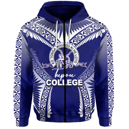 ( Personalised) Tupou College Zip Hoodie Blue Style