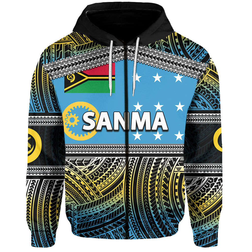( Personalised) Sanma Province Zip Hoodie Of Vanuatu Polynesian Patterns No.2