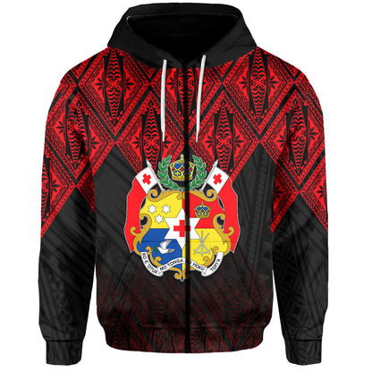 Tonga Zip Hoodie Ngatu Black And Red Style