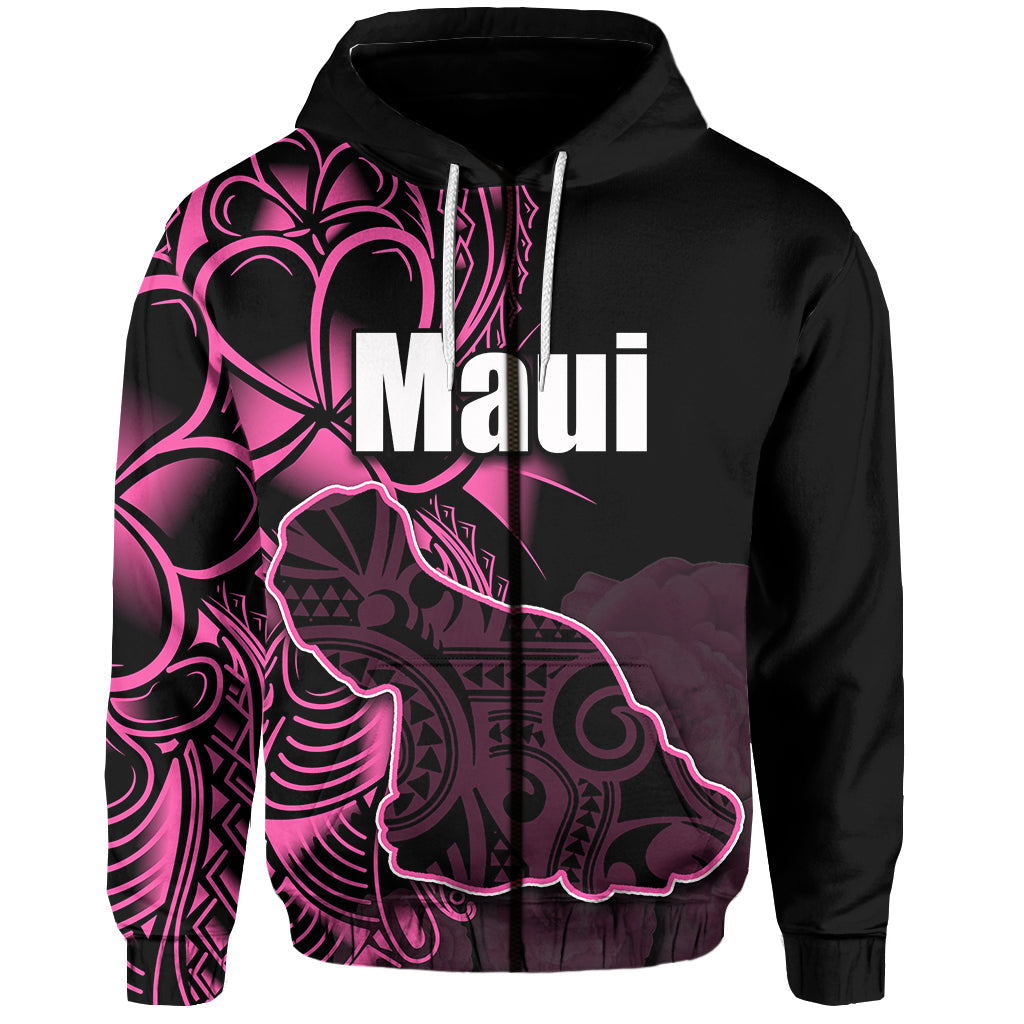Hawaiian Islands Zip Hoodie Maui Flower Pattern Hoodie