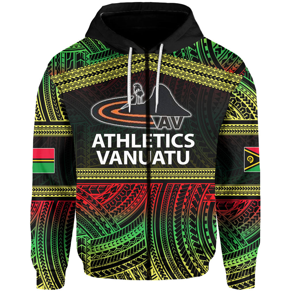 ( Personalised) Athletics Vanuatu Zip Hoodie Of Vanuatu Polynesian Patterns