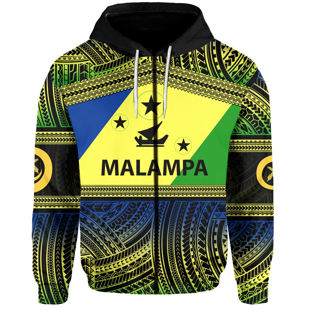 Malampa Day Zip Hoodie Of Vanuatu Polynesian Patterns