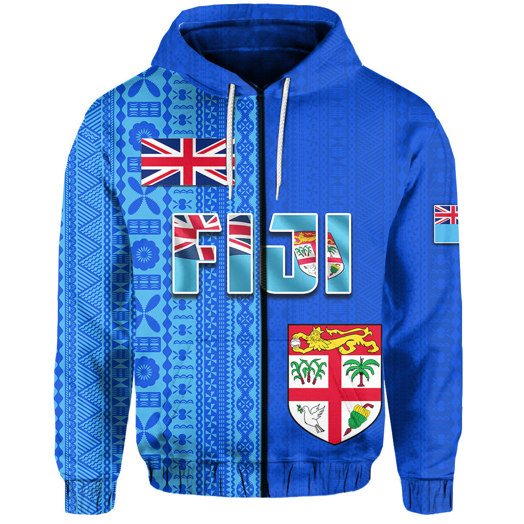 Fiji Constitution Day Half Tapa Patterns Zip Hoodie