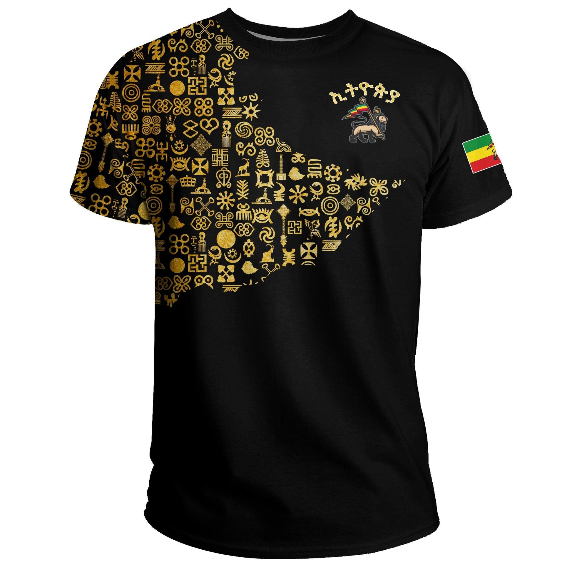 Ethiopia T Shirt Ethiopia Map Gold Symbol