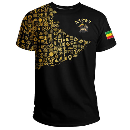 Ethiopia T Shirt Ethiopia Map Gold Symbol