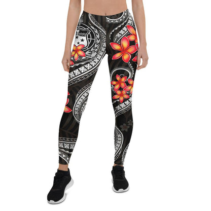 Samoa Polynesian Women Legging - White Plumeria