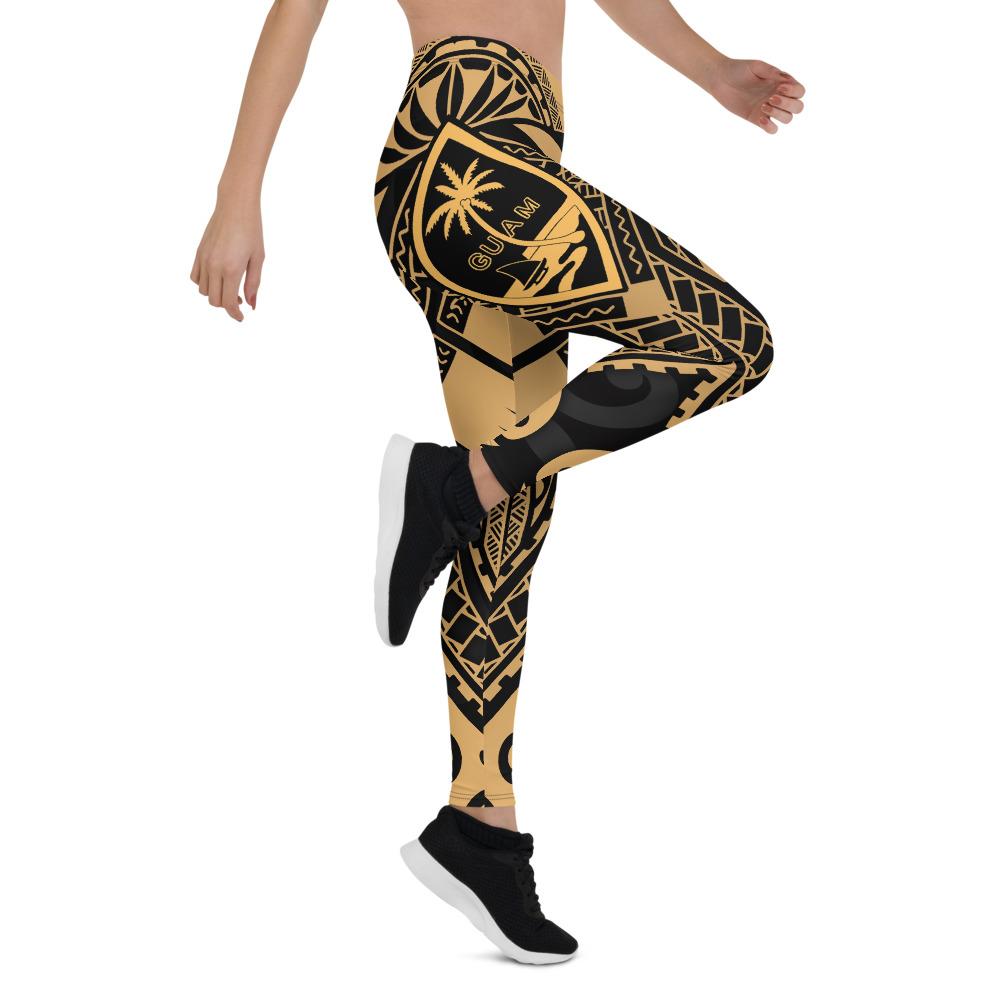 Guam Polynesian Leggings - Guam Gold Seal with Polynesian Tattoo