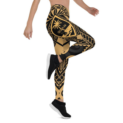 Guam Polynesian Leggings - Guam Gold Seal with Polynesian Tattoo