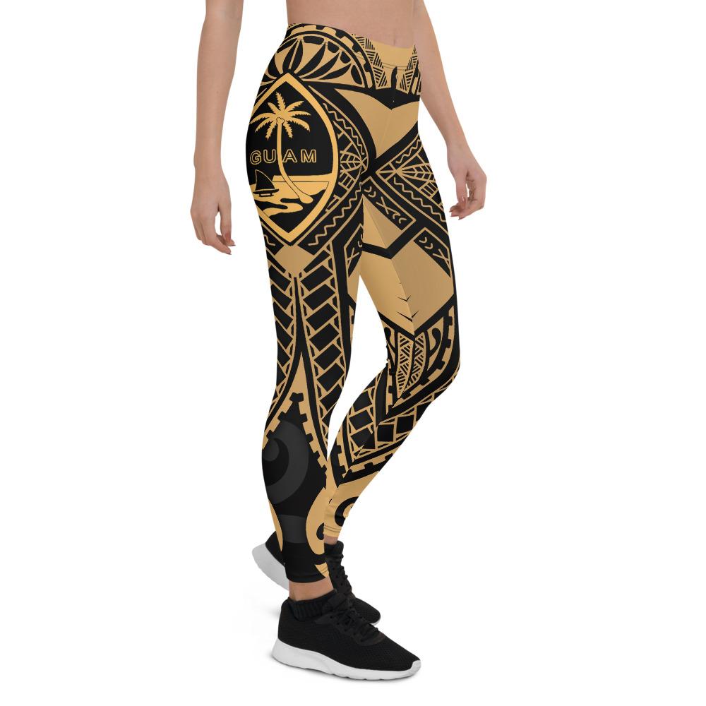 Guam Polynesian Leggings - Guam Gold Seal with Polynesian Tattoo