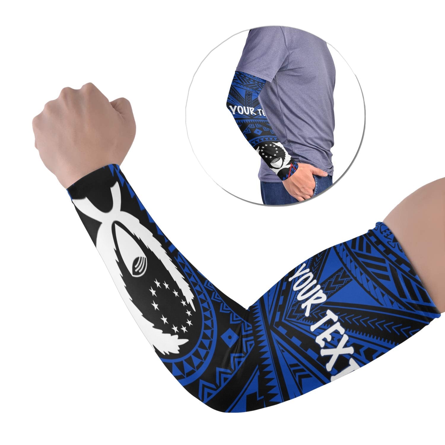 Cook Island Personalised Arm Sleeve - Seal With Polynesian Tattoo Style ( Blue)