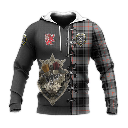 Printivon Moffat Modern Tartan Hoodie Lion Rampant And Celtic Thistle Style